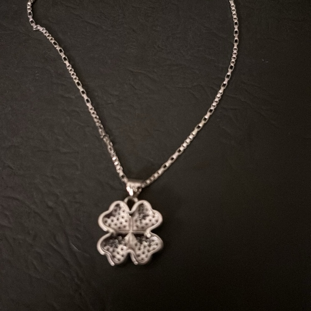 Baublebar White GP Stainless Steel Four Leaf Clover Pendant 18" Chain Necklace - Picture 13 of 13